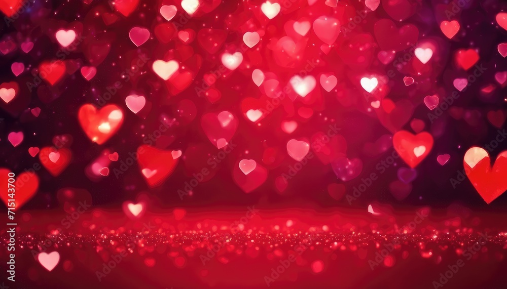 Romantic red bokeh hearts background Romantic red bokeh hearts background