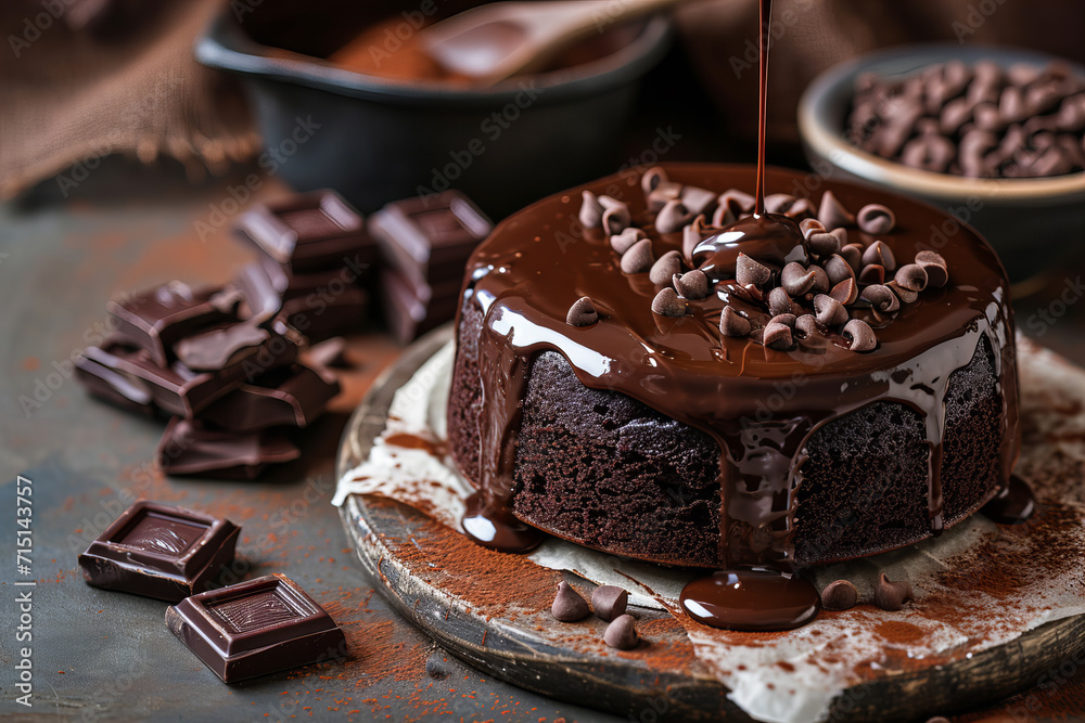 mouthwatering chocolate cake with melting chocolate mouthwatering chocolate cake with melting chocolate