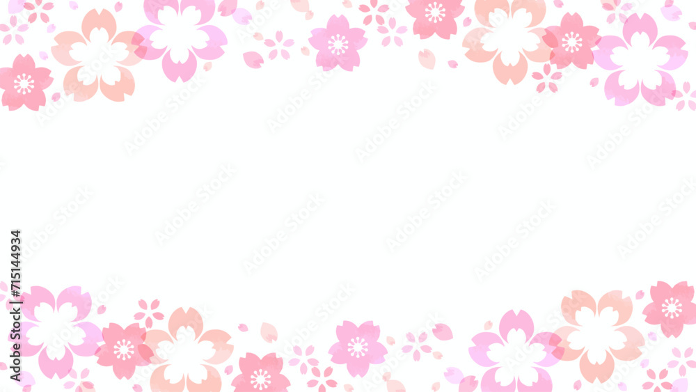 桜の花のフレーム背景、16:9サイズ