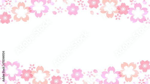 桜の花のフレーム背景、16:9サイズ