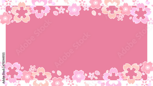 桜の花のフレーム背景、16:9サイズ