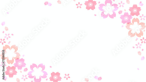 桜の花のフレーム背景、16:9サイズ