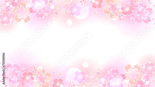 桜の花のフレーム背景、16:9サイズ