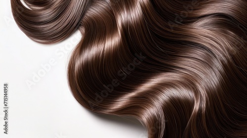 Brown shiny hair on white background  isolated