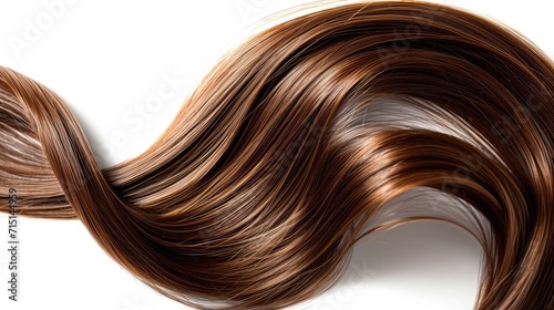 Brown shiny hair on white background  isolated