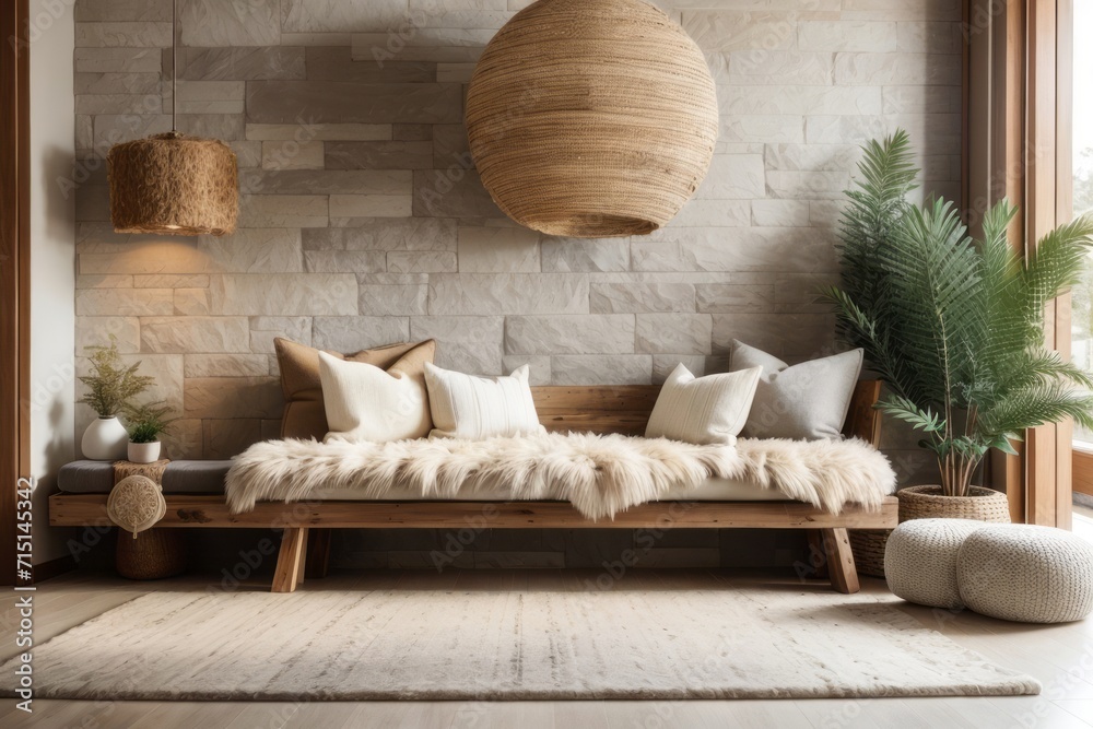 Bohemian interior home design of modern entrance hall with Rustic ...