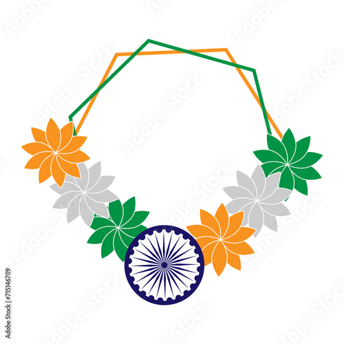 India Independence and Republic day frame with flowers and leaves