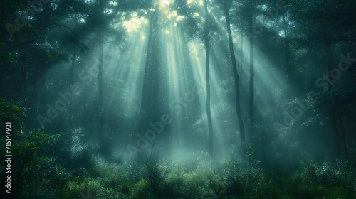 rays of light in the forest nature wallpaper © Stream Skins