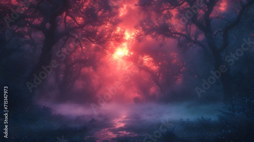 sunset in the forest landscape wallpaper. fire in the forest