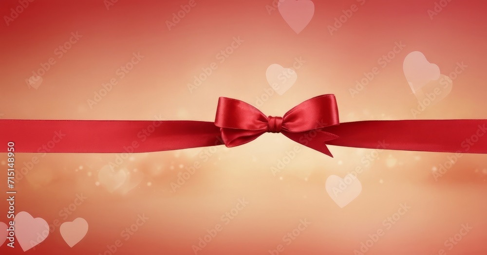 Banner with red ribbon. For design, print, cards - Valentine's Day, Women's Day or wedding and birthday. with copy space Banner with red ribbon. For design, print, cards - Valentine's Day, Women's Day or wedding and birthday. with copy space