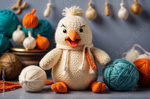 Adorable knitted chicken character © Brandon