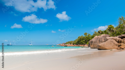 Tropical blue sea beach landscape  smooth sea long exposure  summer holiday concept