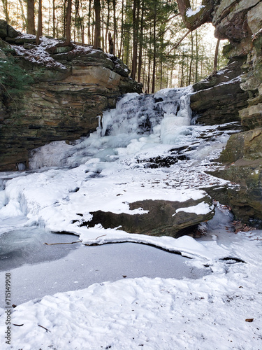 Honey Run Waterfall in Winter, Millwood, Ohio photo