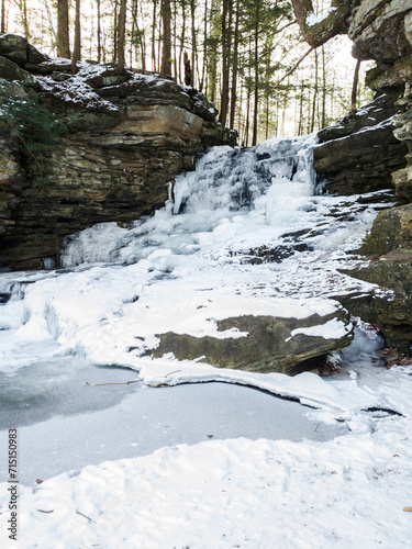 Honey Run Waterfall in Winter, Millwood, Ohio photo