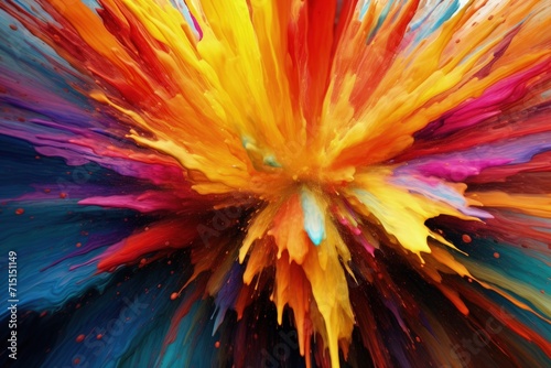 Colorful Abstract Paint Explosion on Dark Background