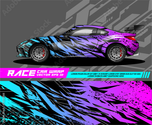 Car wrap decal designs. Abstract racing and sport background for racing livery