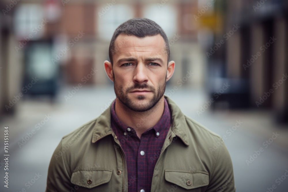 Portrait of a handsome young man with beard and mustache in urban background Portrait of a handsome young man with beard and mustache in urban background
