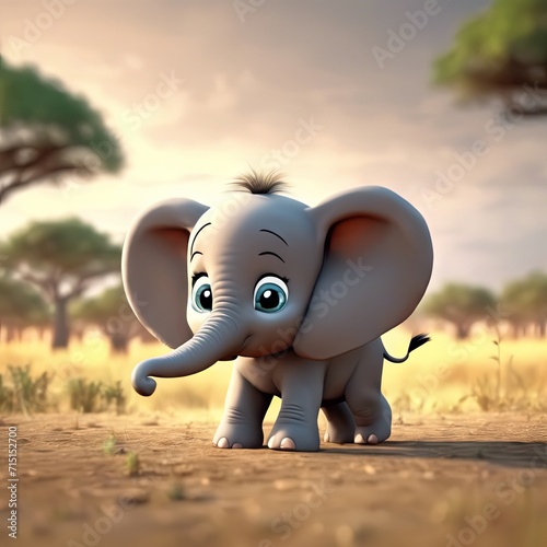 3D Style of an Elephant in the Savanna for World Wildlife Day Background