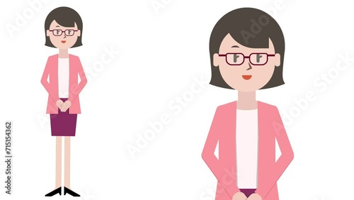 Animation of a woman giving a presentation (with alpha matte)