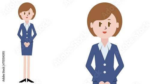 Animation of a woman giving a presentation (with alpha matte)