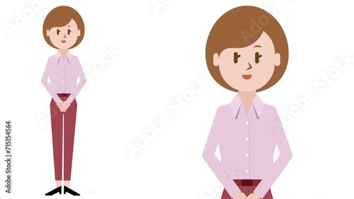 Animation of a woman giving a presentation (with alpha matte)