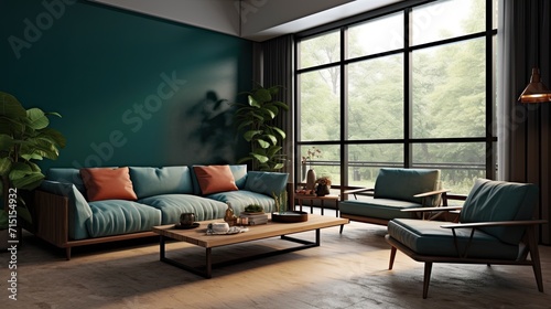 Interior design of modern living room with elegant color palette  © john258