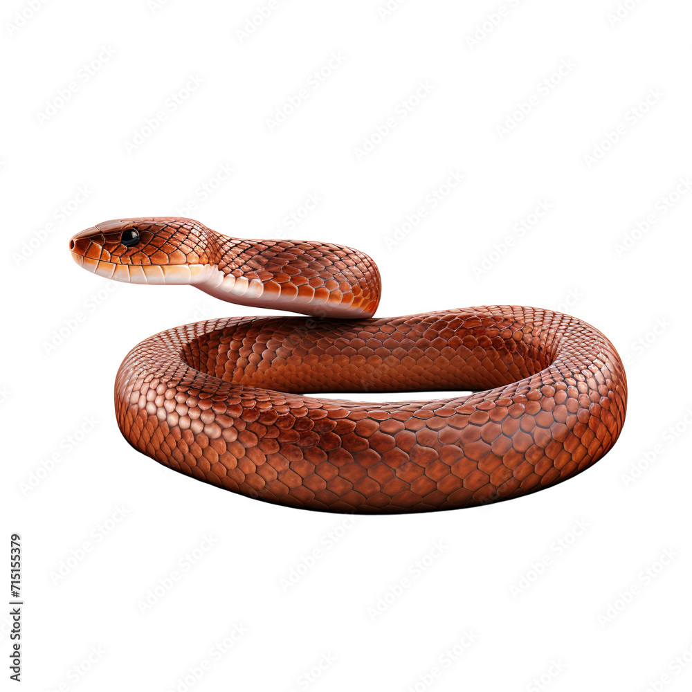 Close up of a brown snake, cobra isolated on transparent background Close up of a brown snake, cobra isolated on transparent background