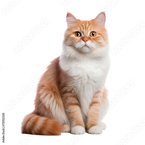 Cute orange british cat portrait, isolated on white background