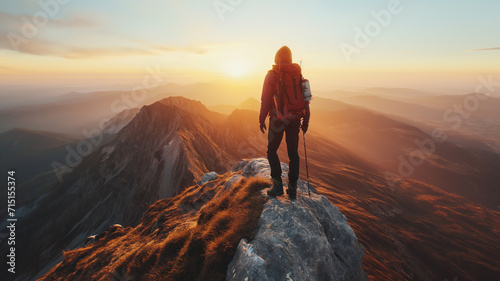 a brave man standing on top of the mountain © Creative-Touch