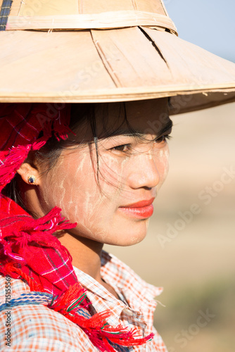 Portrait of beautiful young burmese woman, Myanmar photo