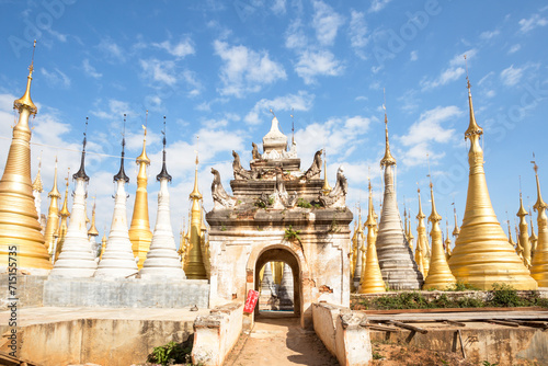 Shwe Indein Pagodas, lake Inle, Shan state, Myanmar photo