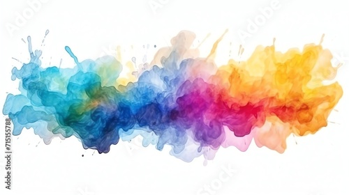 Abstract colorful rainbow color painting illustration - watercolor splashes, isolated on white background