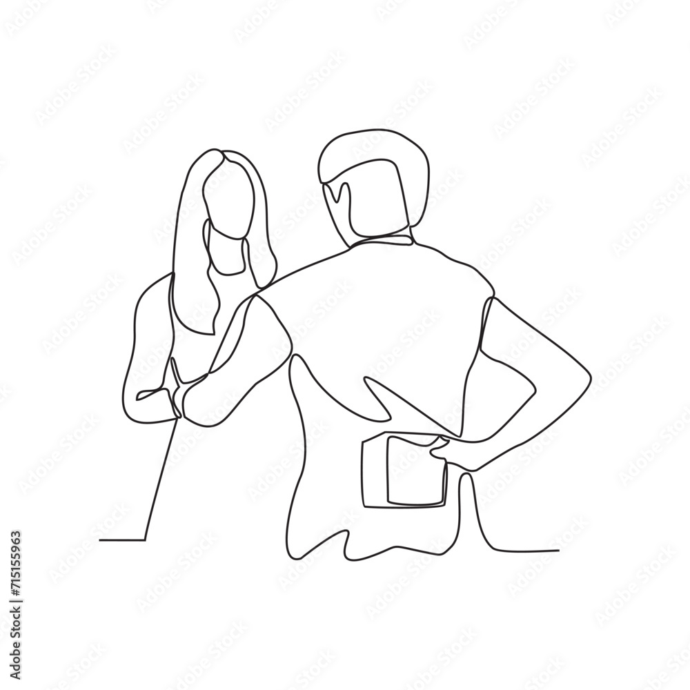 One continuous line drawing of give a gift to your girlfriend on her birthday or any other occasion vector illustration. Sweet couple activity illustration in simple linear style vector concept. One continuous line drawing of give a gift to your girlfriend on her birthday or any other occasion vector illustration. Sweet couple activity illustration in simple linear style vector concept.