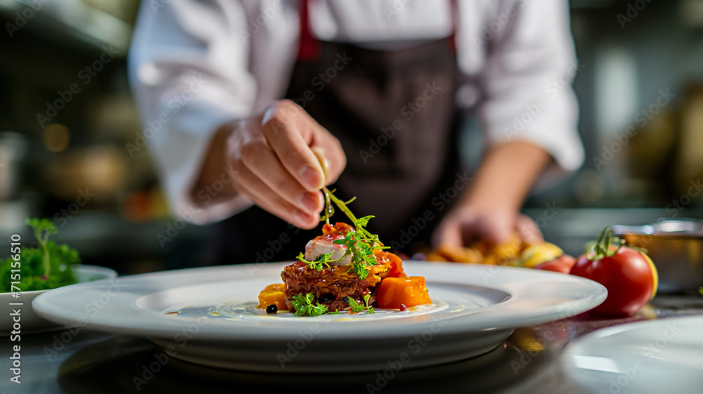 A delicious chef's plate prepared for presentation