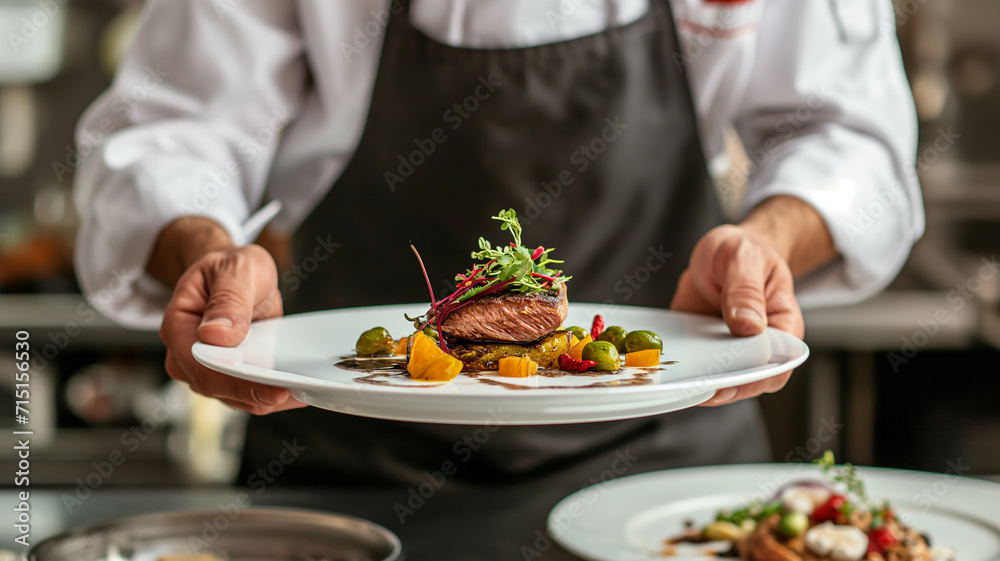 A delicious chef's plate prepared for presentation