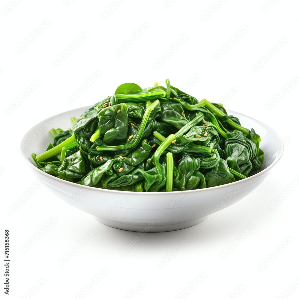 a stir fried spinach, studio light , isolated on white background, clipping path, full depth of field a stir fried spinach, studio light , isolated on white background, clipping path, full depth of field
