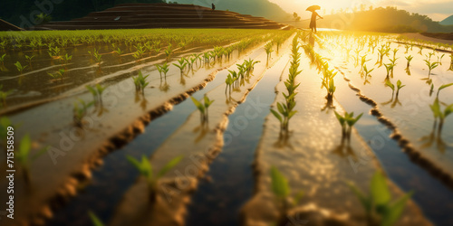 Vast rice plantation in Thailand photo