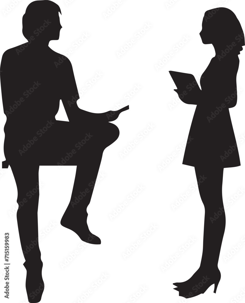 A Cute Couple Talk one another silhouette vector illustration A Cute Couple Talk one another silhouette vector illustration