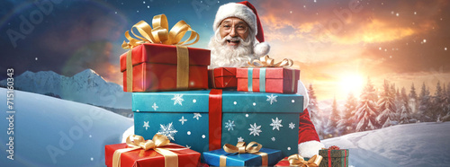 santa in snow, packed with ...