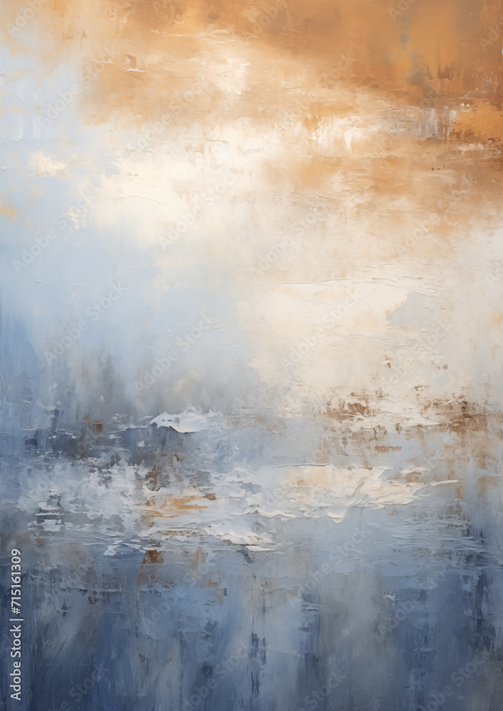 Dynamic Abstract Art in Blue, Beige, and Brown