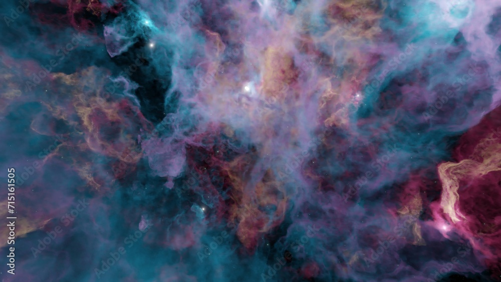 Colorful of dense stellar nebular with dark space in background (3D rendering) Colorful of dense stellar nebular with dark space in background (3D rendering)