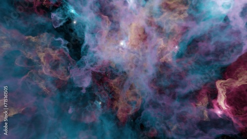 Colorful of dense stellar nebular with dark space in background (3D rendering)