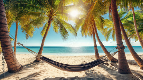 hammock on the beach and under the sunshine