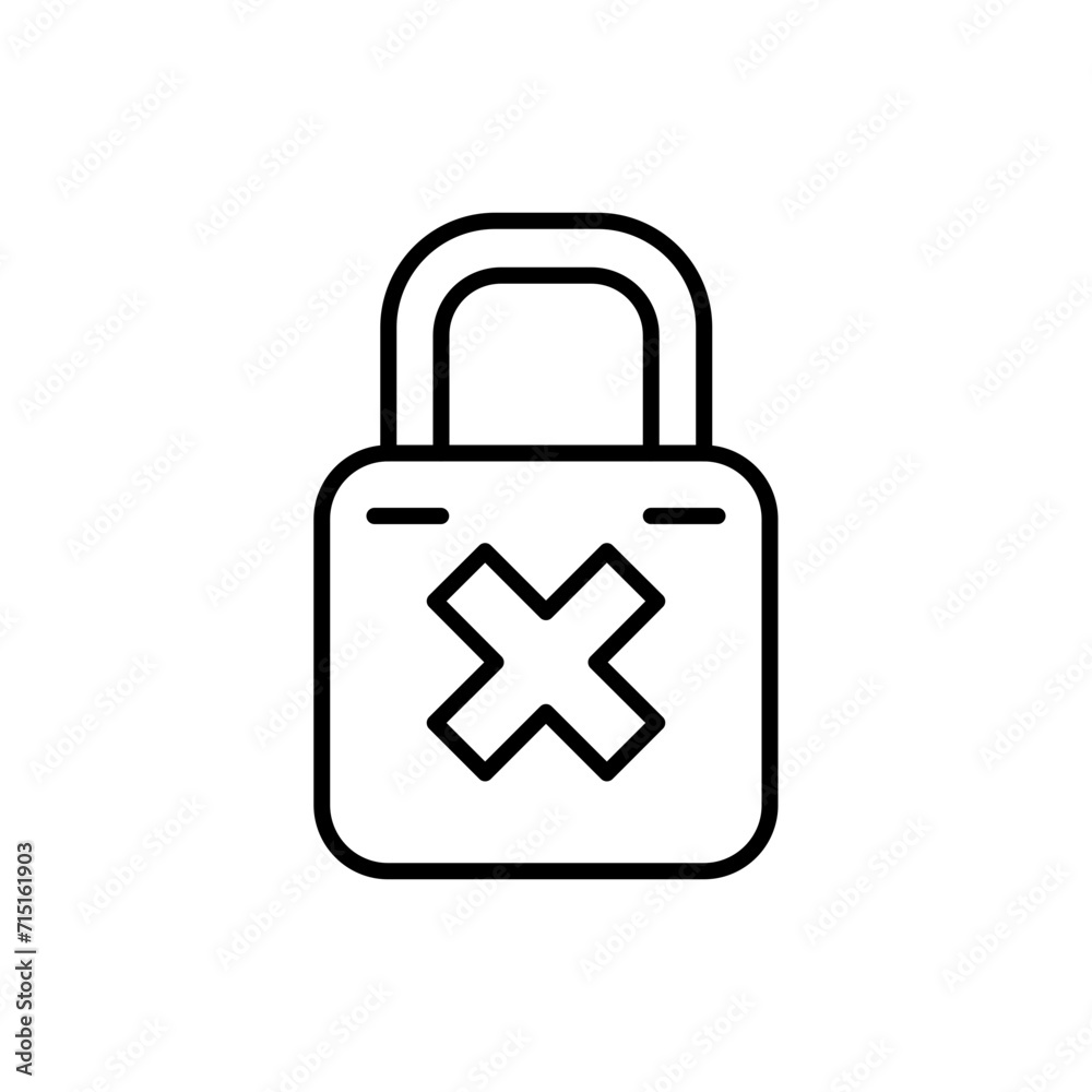 Blocked security outline icons, minimalist vector illustration ,simple transparent graphic element .Isolated on white background