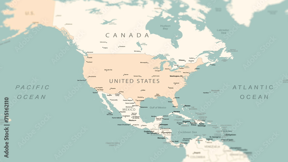 Obraz premium USA on the world map.