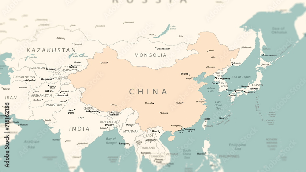 Obraz premium China on the world map.