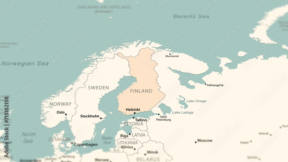 Naklejka premium Finland on the world map.