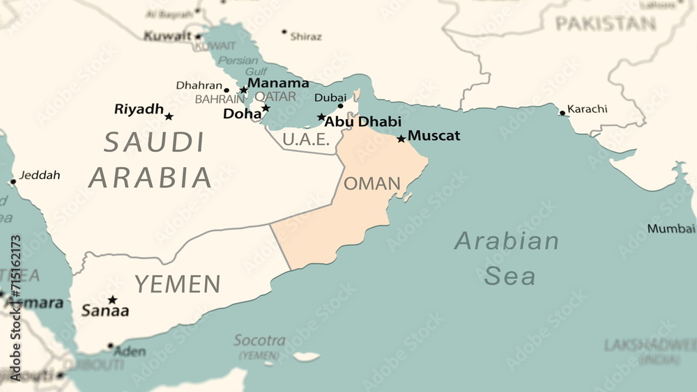 Oman on the world map.
