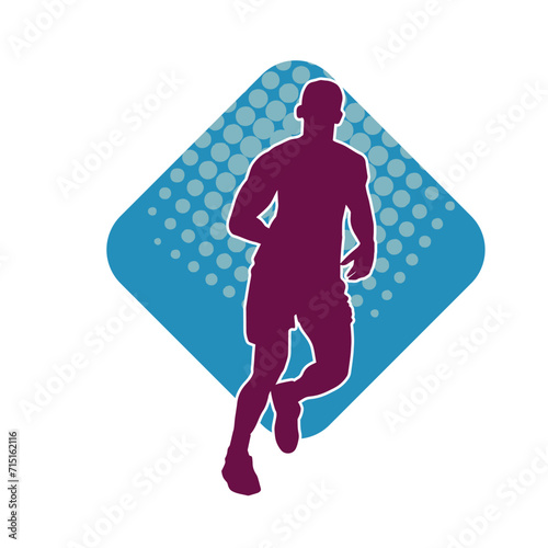 Silhouette of a sporty man in running pose. Silhouette of a male run pose.