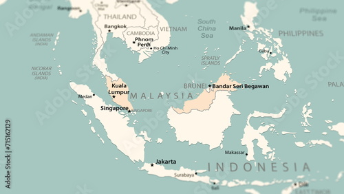 Malaysia on the world map.